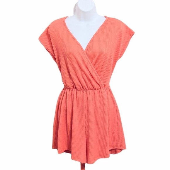 NWT CAUTION TO THE WIND Bright Wrap Ribbed Romper Size S @Z - Picture 1 of 10